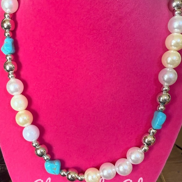 Alquimia White and Blue Necklace with Pearls and Turquoise - Picture 1 of 3